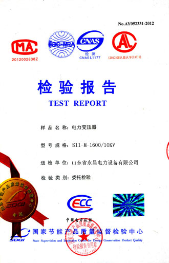 杭州油浸式变压器检测合格报告